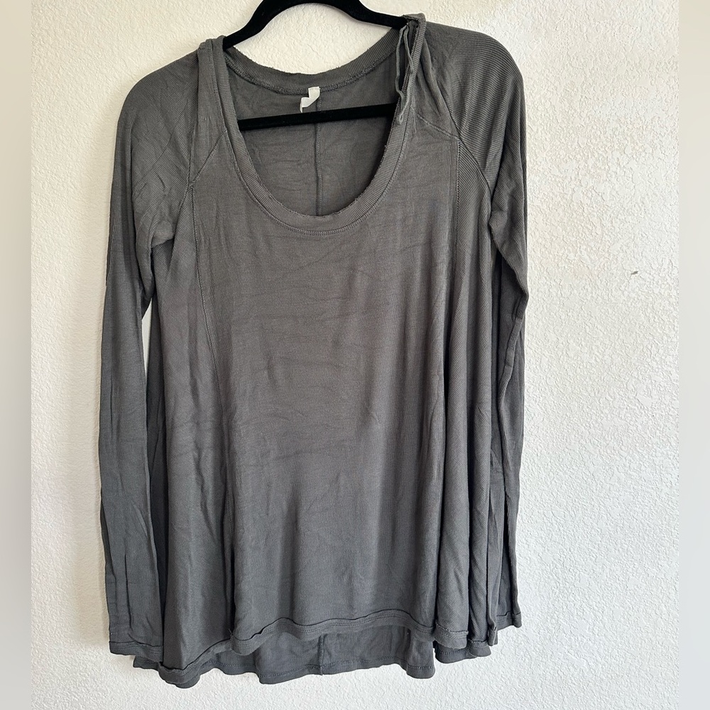 Free People Charcoal Long Sleeve Top